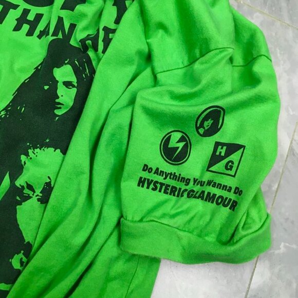 HYSTERIC GLAMOUR Oversized Unisex Green Black Logo Graphic Tee Shirt Size XL 2XL - Picture 6 of 9